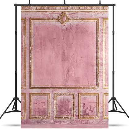 Pink Classic Wall Old Gold Stucco Backdrop for Photo SBH0637