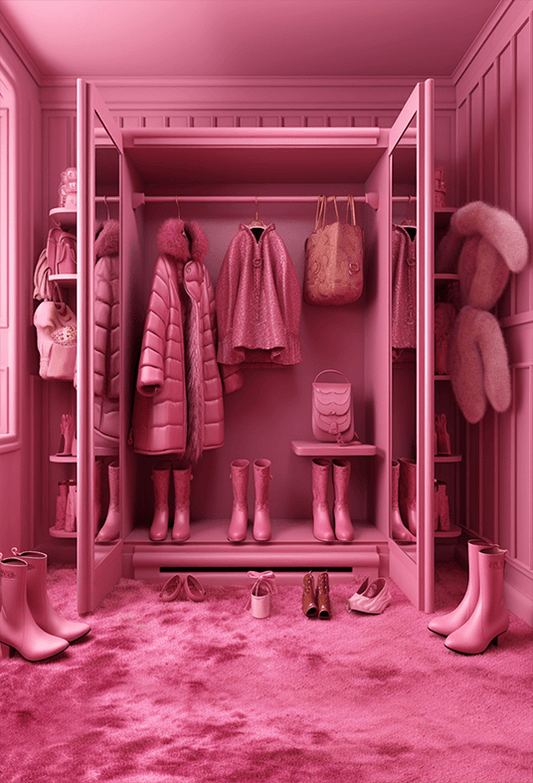 Pink Doll House Closet Background Backdrop for Photo SBH0656
