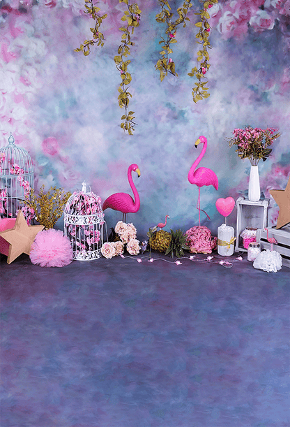 Flower Flamingo Backdrop for Children Photography Background SBH0662