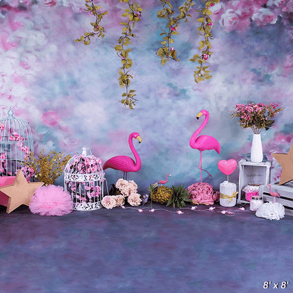 Flower Flamingo Backdrop for Children Photography Background SBH0662