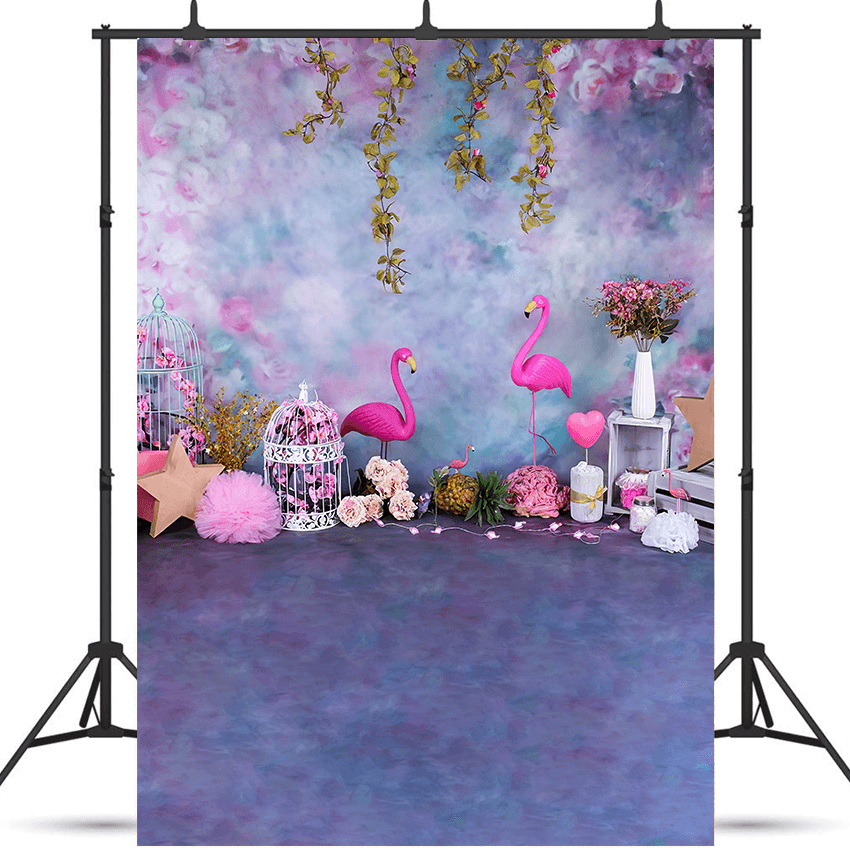 Flower Flamingo Backdrop for Children Photography Background SBH0662