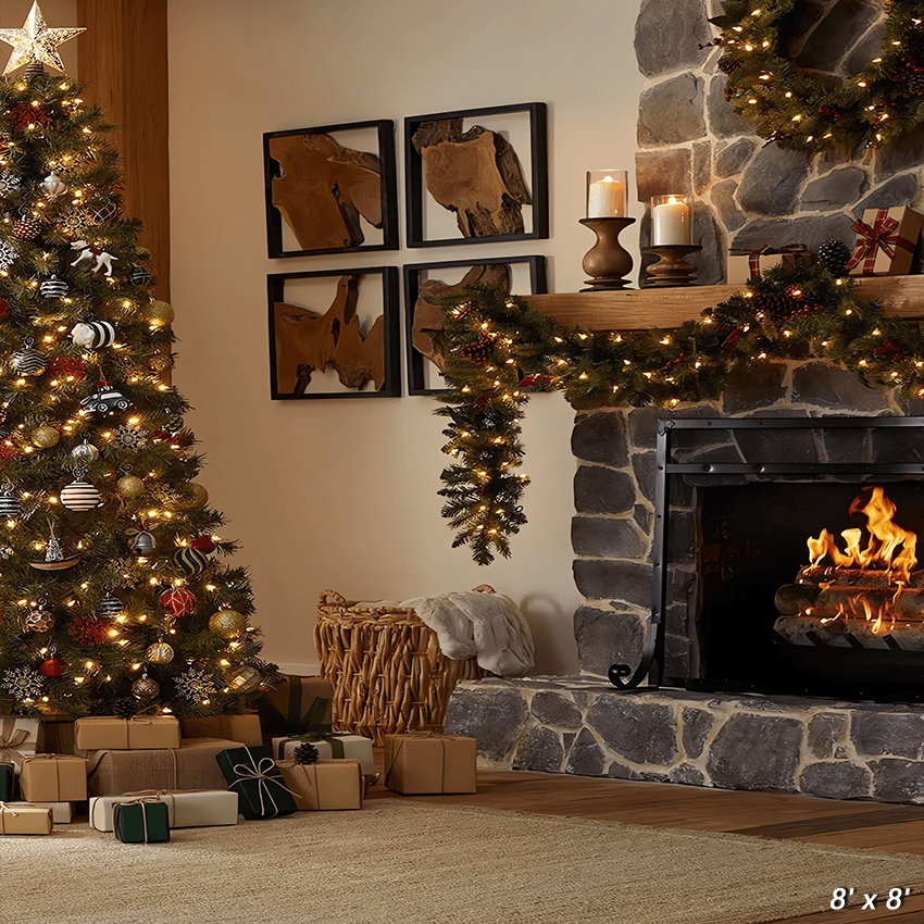 Christmas Tree Fire Place Backdrop for Photo Studio SBH0669