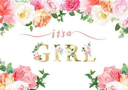 Flower  Decoration Girl Photography Backdrop for Birthday Baby Shower