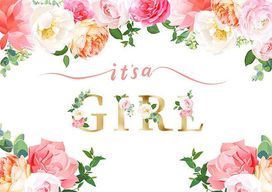 Flower  Decoration Girl Photography Backdrop for Birthday Baby Shower