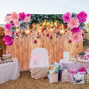 Glint Flower Wood Wall Birthday or Wedding Photography Backdrop