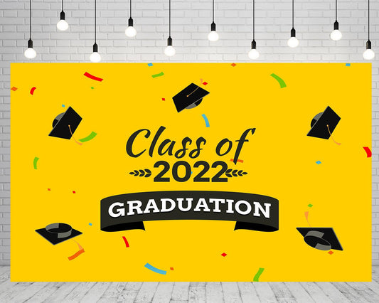 Yellow background Bachelor hat decoration Graduation Party Backdrop for Photography Graduation Party Decorations TKH1866