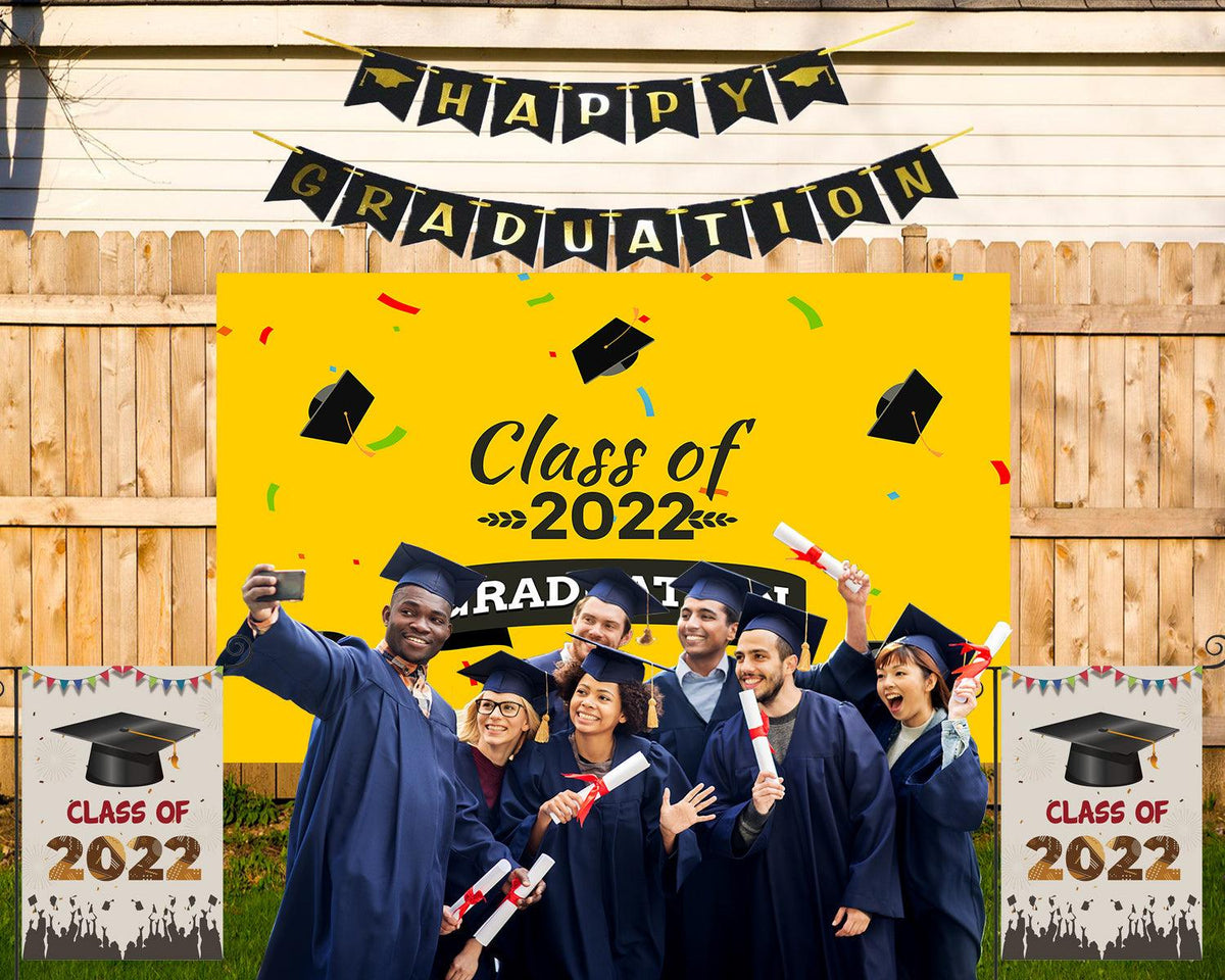 Yellow Graduation Party Backdrop Background Graduation Party Photography TKH1854