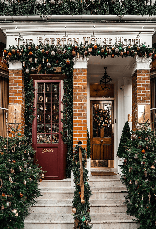 Merry Christmas Hotel Red Door Backdrop Photography