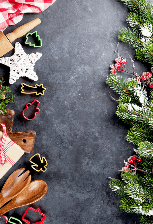 Dark Gray Pine leaves Christmas Festival Backdrop